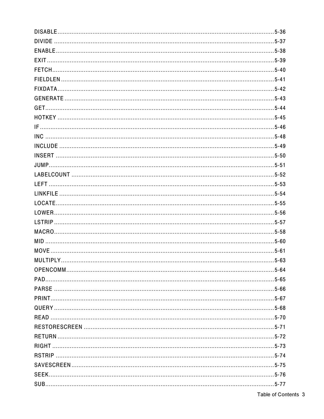 Monarch 9460 manual Table of Contents 