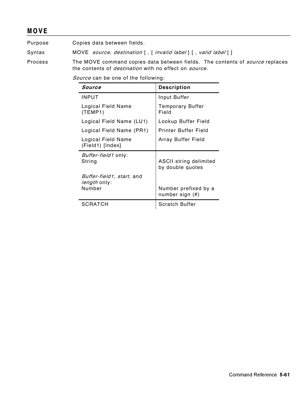 Monarch 9460 manual V E, Move source, destination , invalid label , valid label 