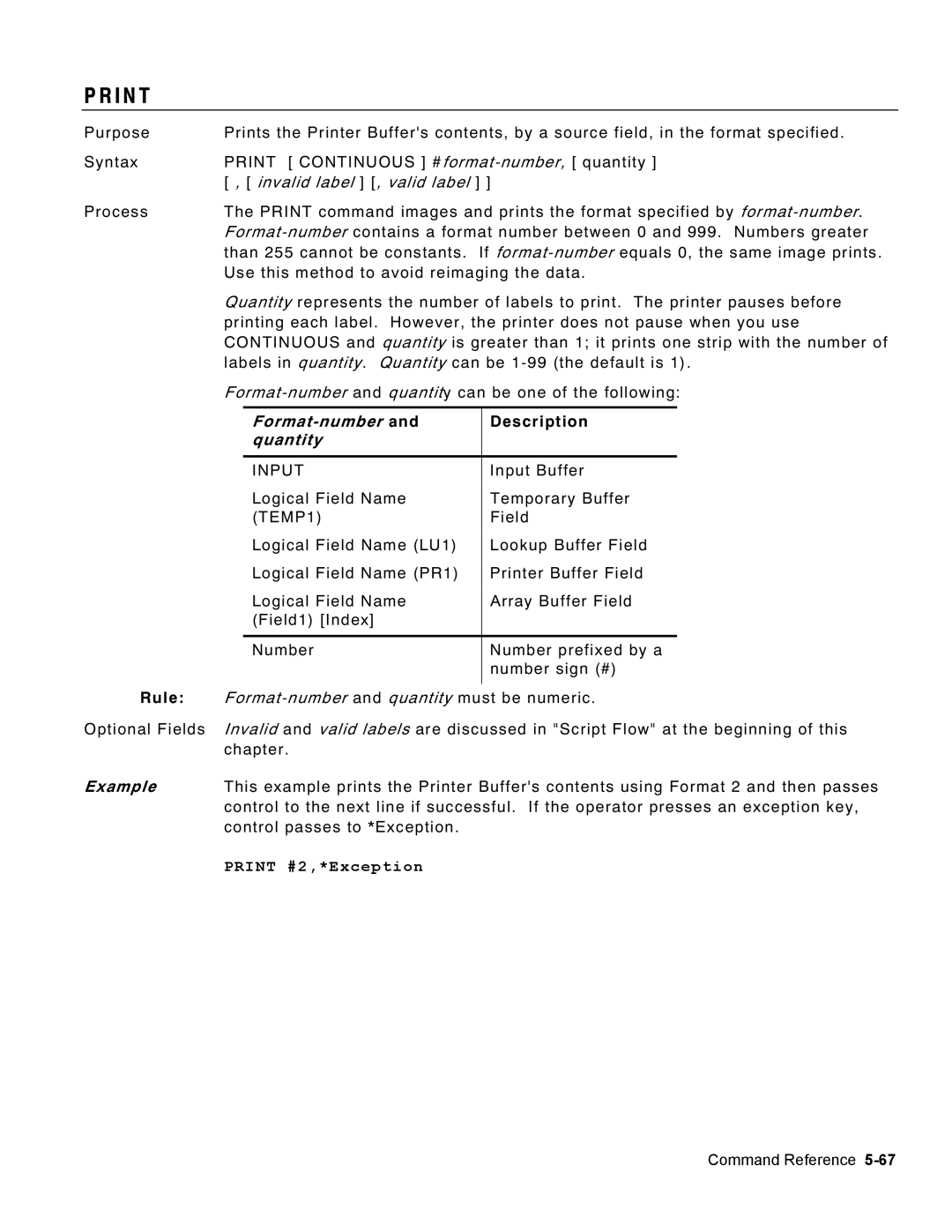 Monarch 9460 manual I N T, Quantity, Format-number and quantity must be numeric 