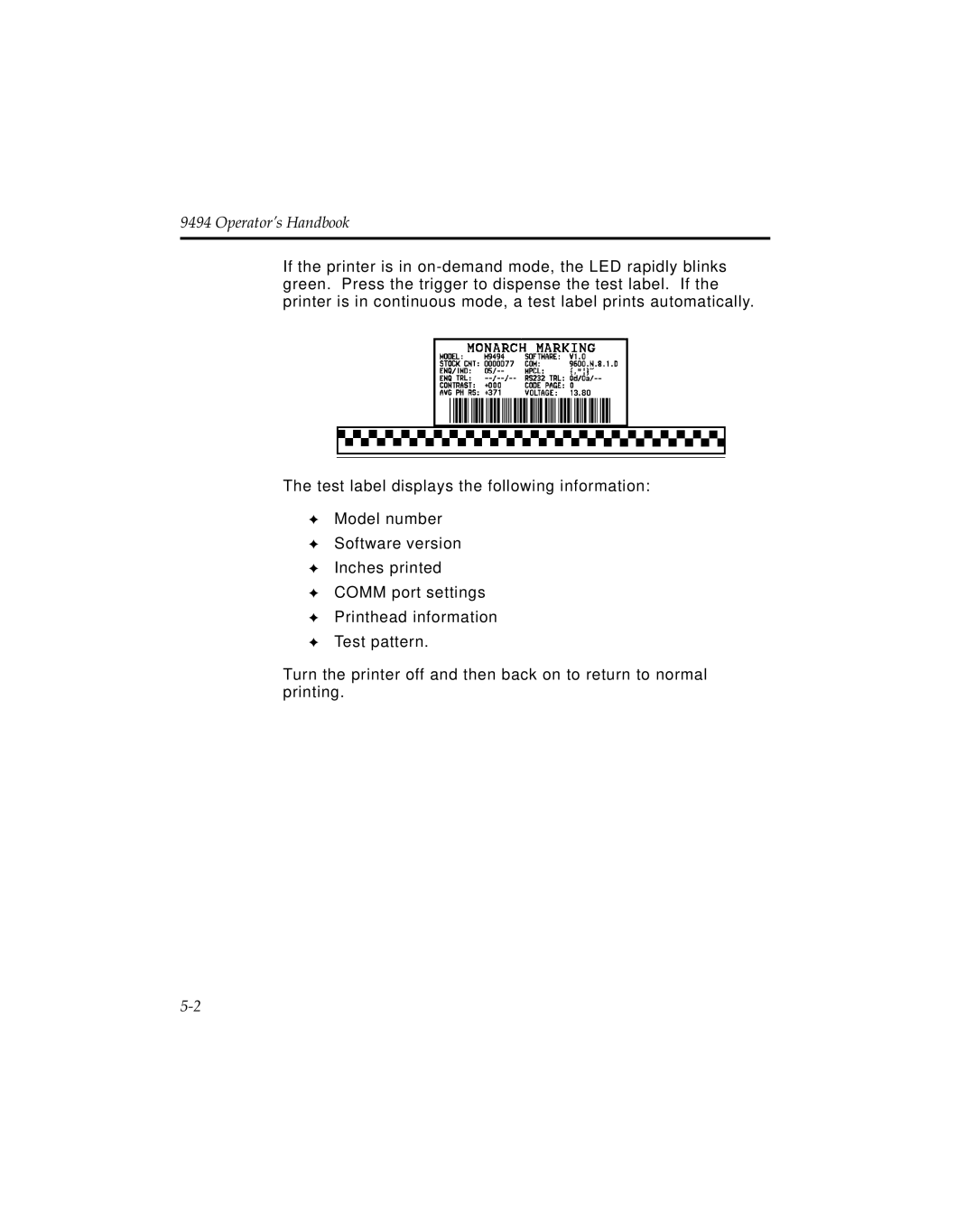 Monarch 9494 manual Operators Handbook 