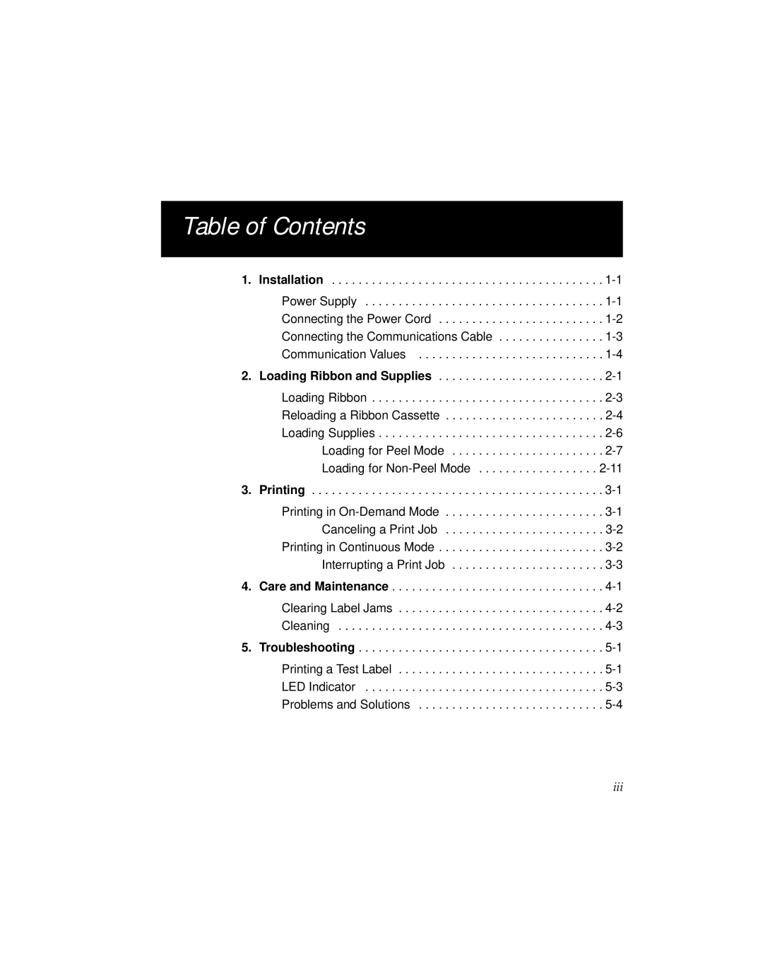 Monarch 9494 manual Table of Contents 