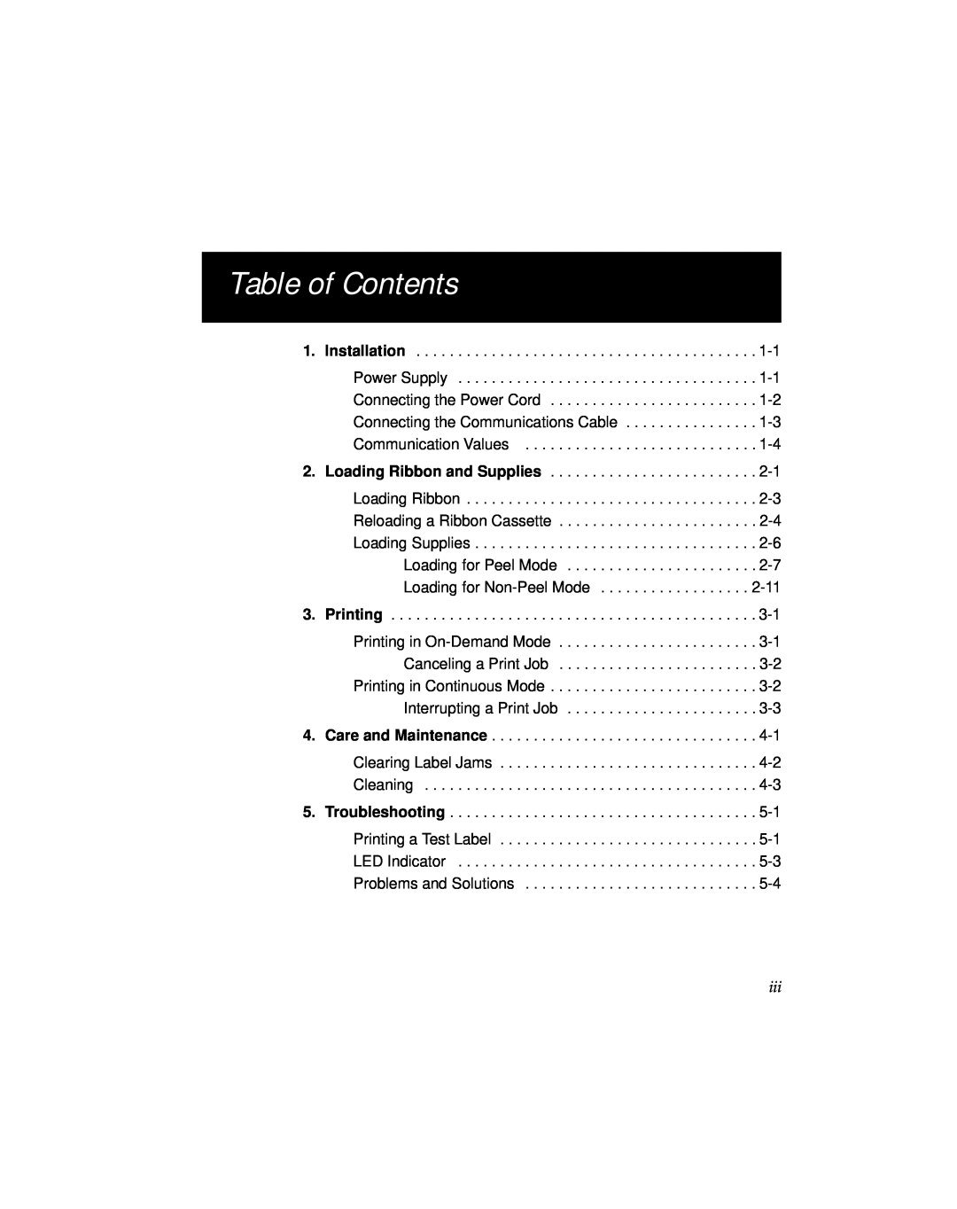 Monarch 9494 manual Table of Contents 