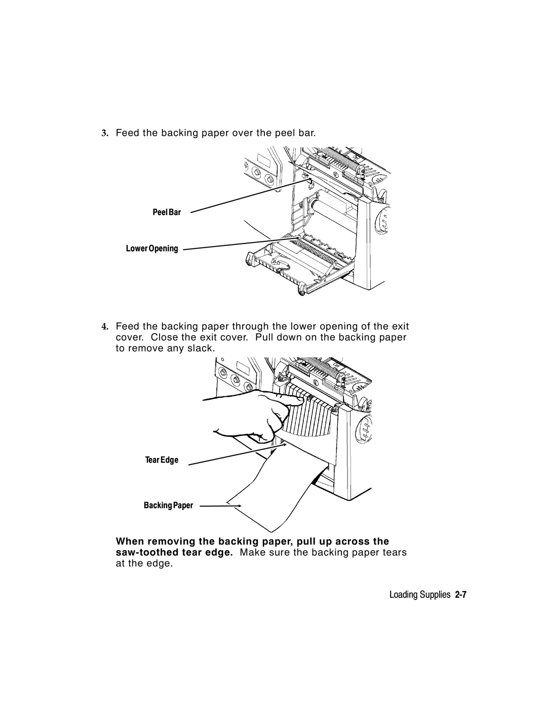 Monarch 9800 Series manual Feed the backing paper over the peel bar 