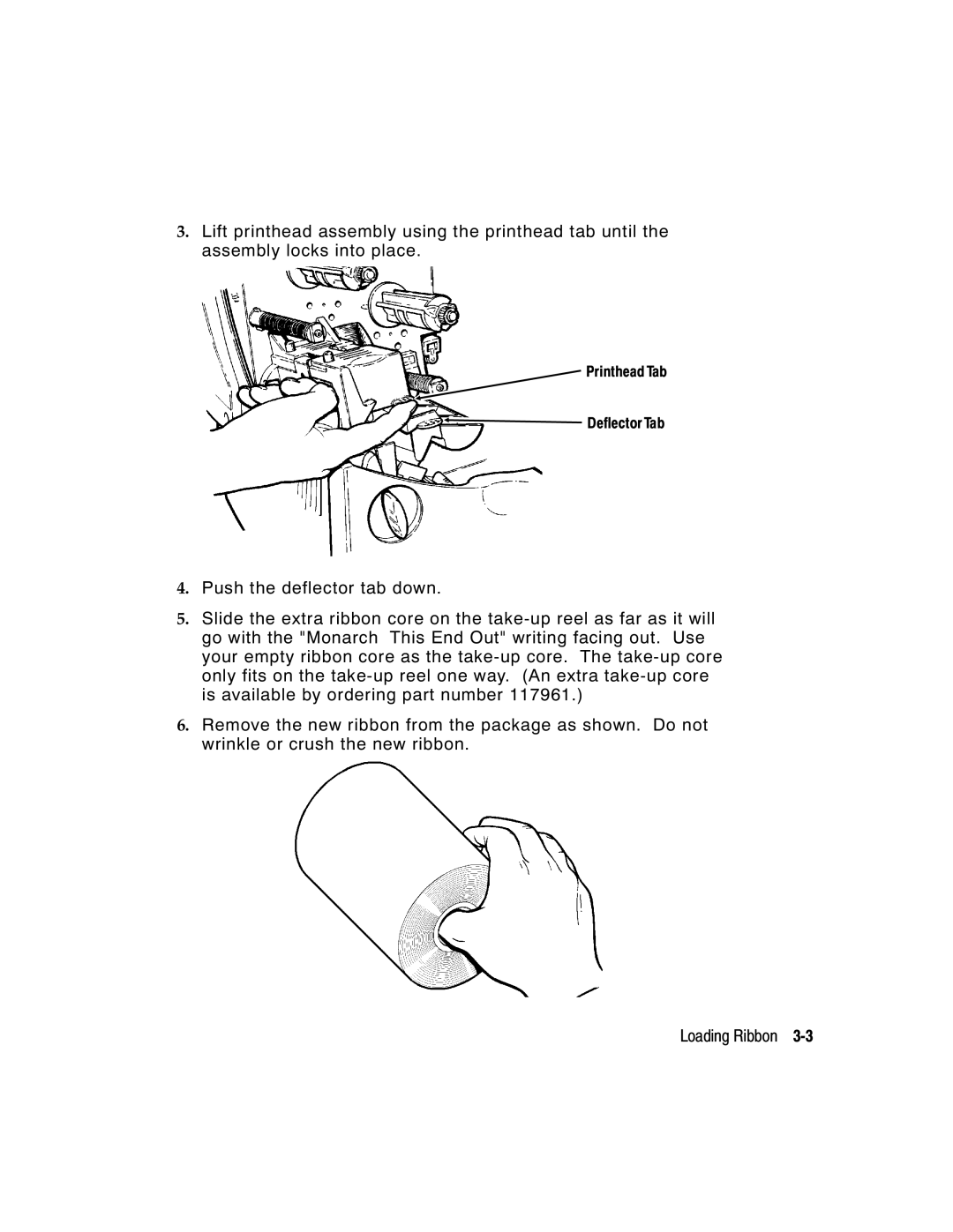 Monarch 9800 Series manual Printhead Tab Deflector Tab 