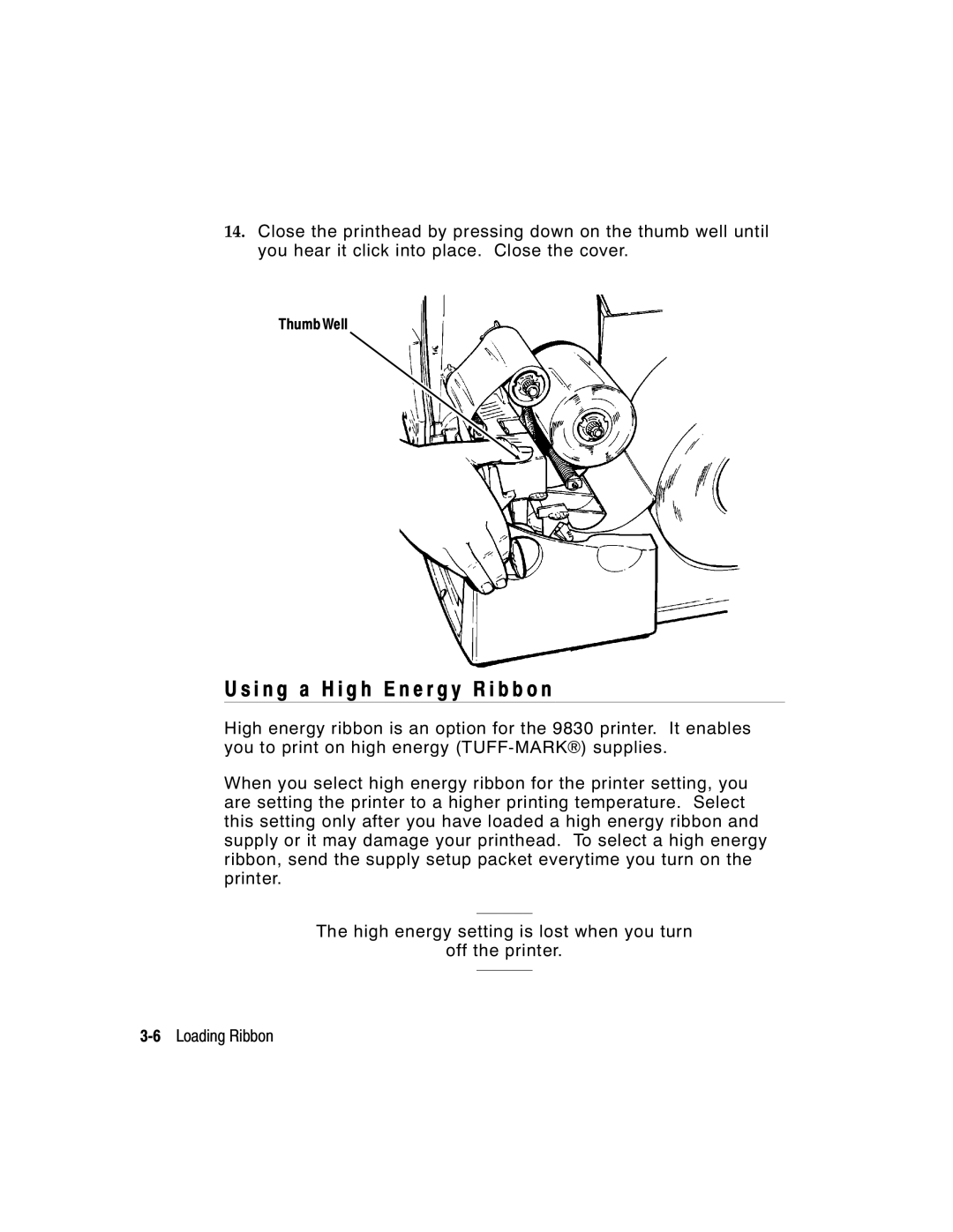 Monarch 9800 Series manual I n g a H i g h E n e r g y R i b b o n 