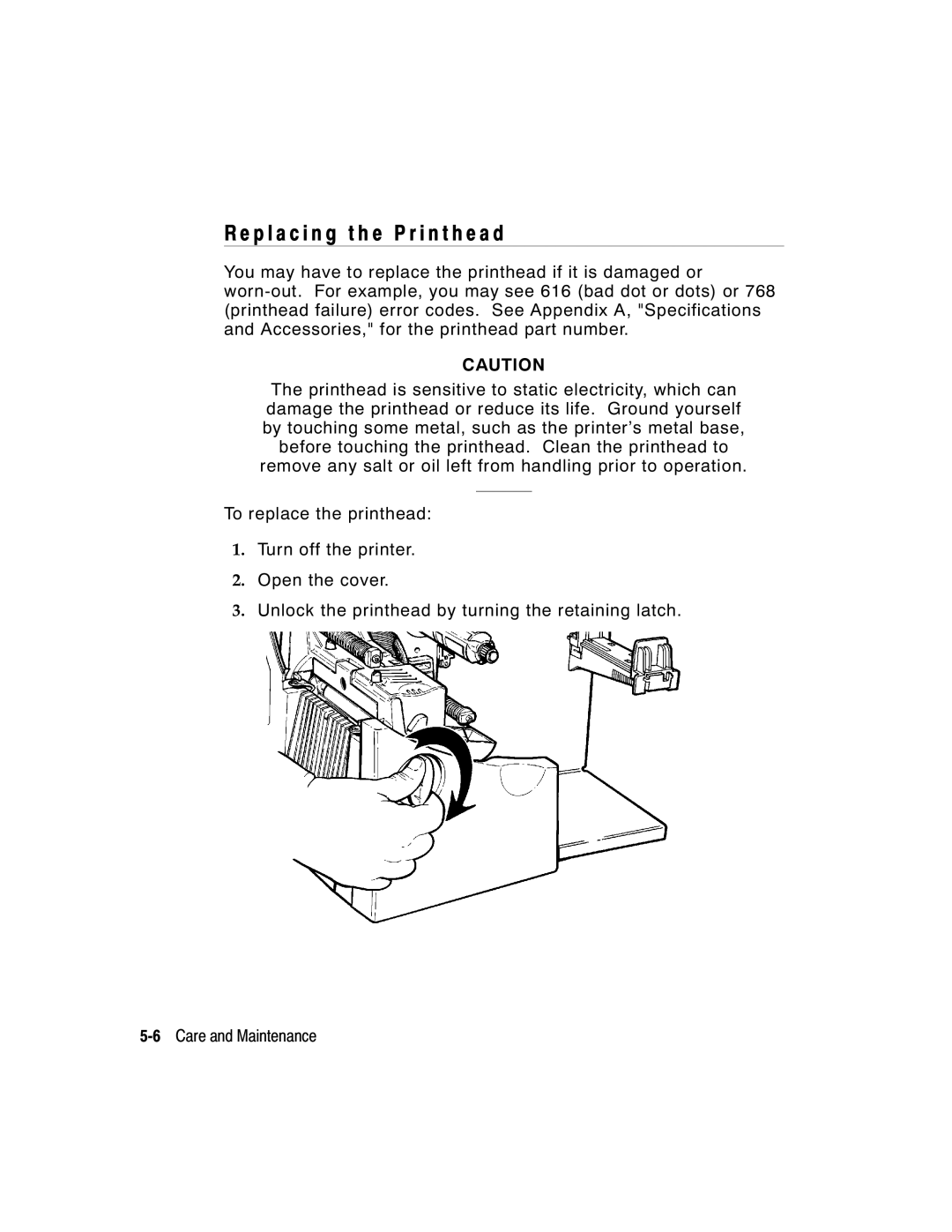 Monarch 9800 Series manual P l a c i n g t h e P r i n t h e a d 