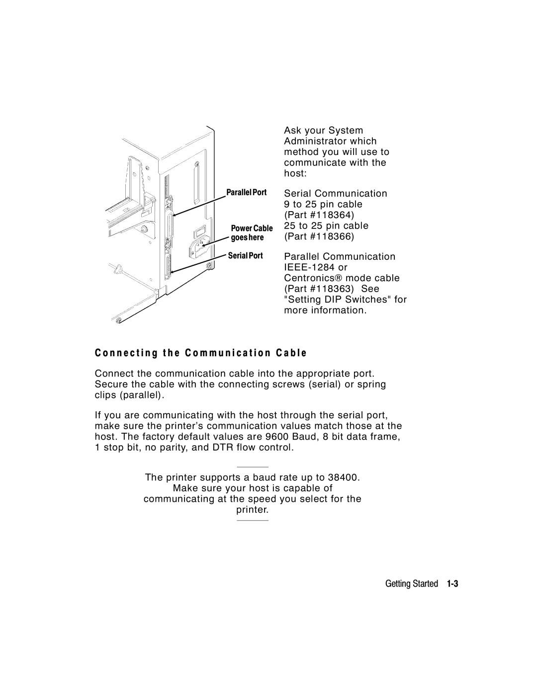 Monarch 9800 manual N n e c t i n g t h e C o m m u n i c a t i o n C a b l e 