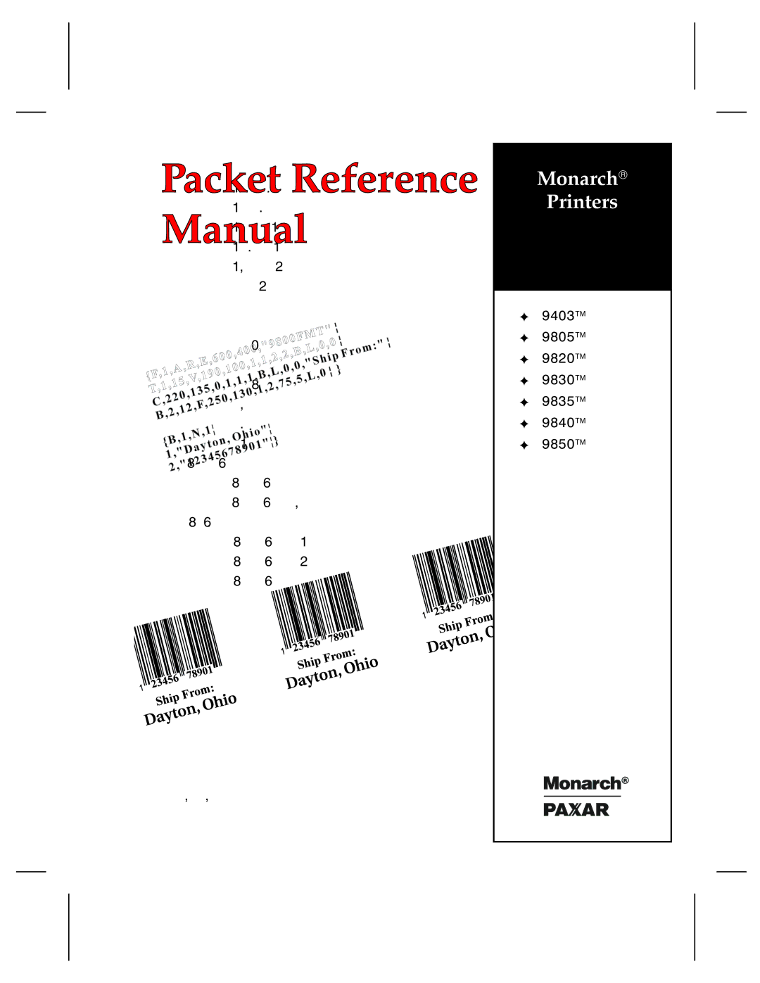 Monarch 9830, 9835, 9805, 9820 manual 