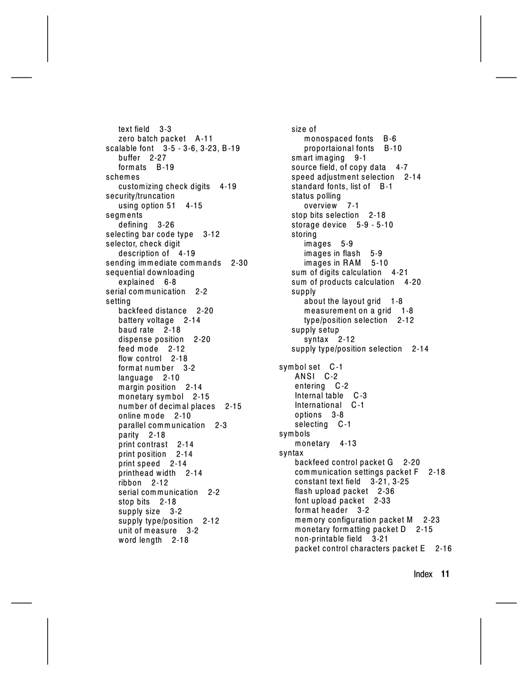 Monarch 9830, 9835, 9805, 9820 manual Text field Zero batch packet Scalable font 