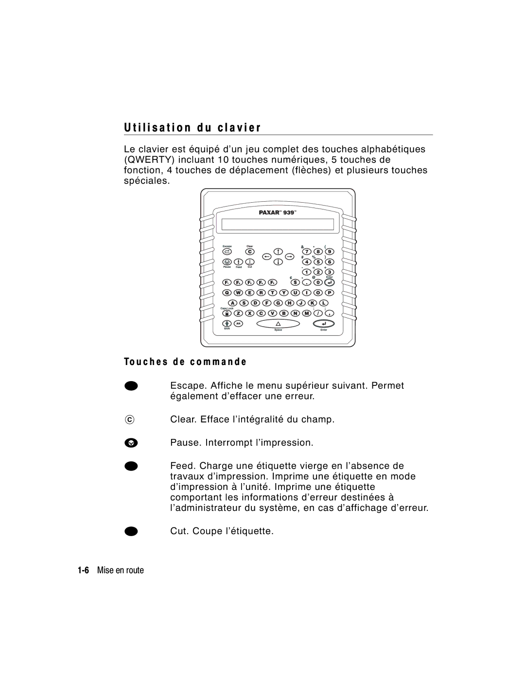 Monarch 9860 manual I l i s a t i o n d u c l a v i e r, To u c h e s d e c o m m a n d e 