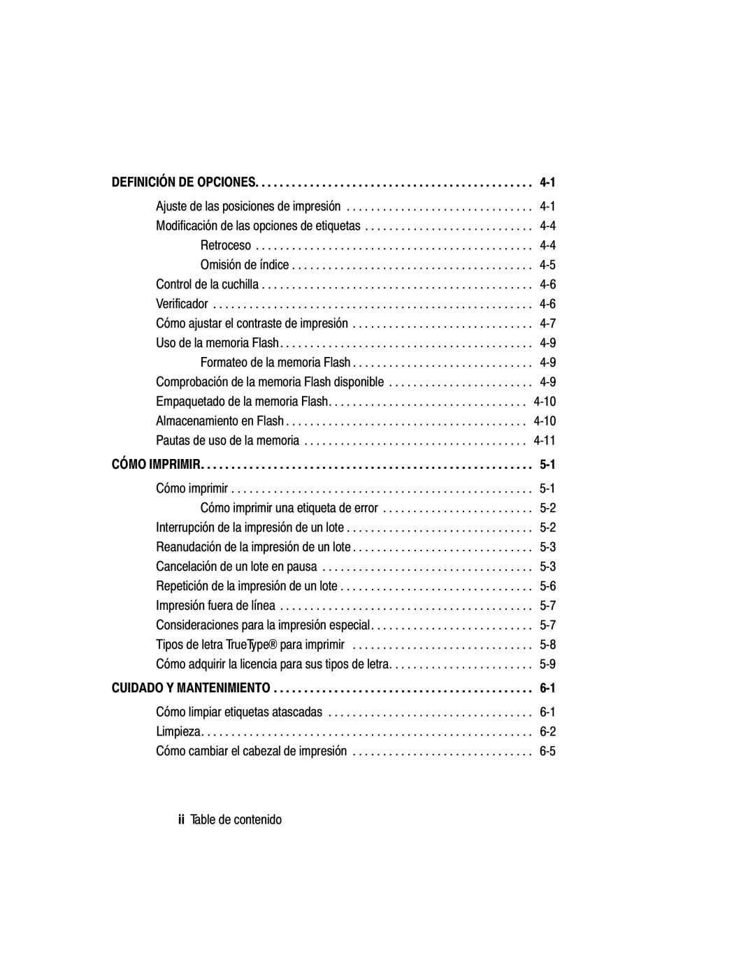 Monarch 9860 manual Definición DE Opciones, Cómo Imprimir, Cuidado Y Mantenimiento 