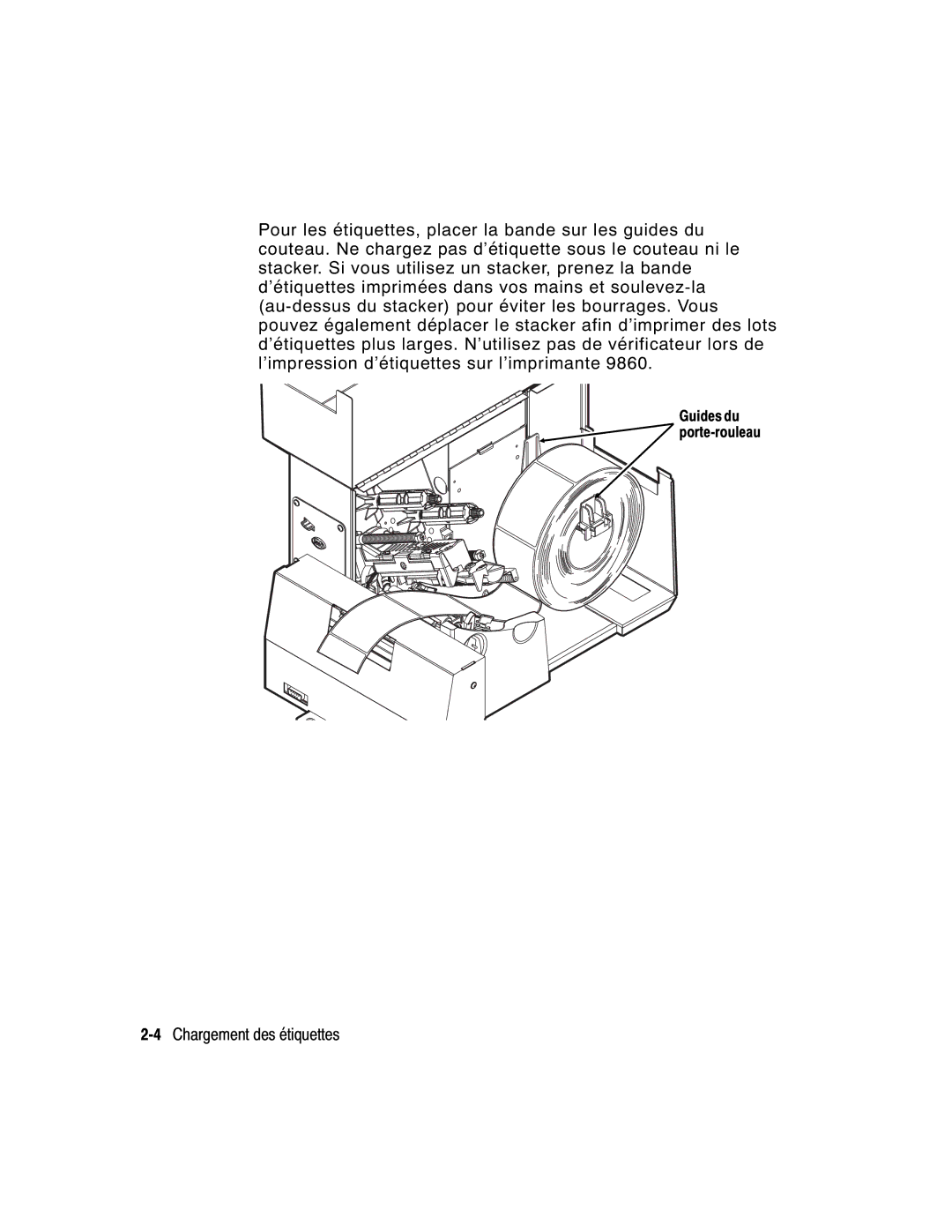 Monarch 9860 manual 4Chargement des étiquettes 