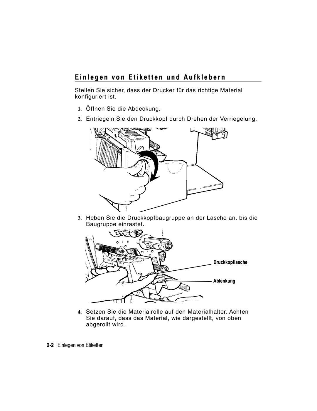 Monarch 9860 manual Druckkopflasche Ablenkung 