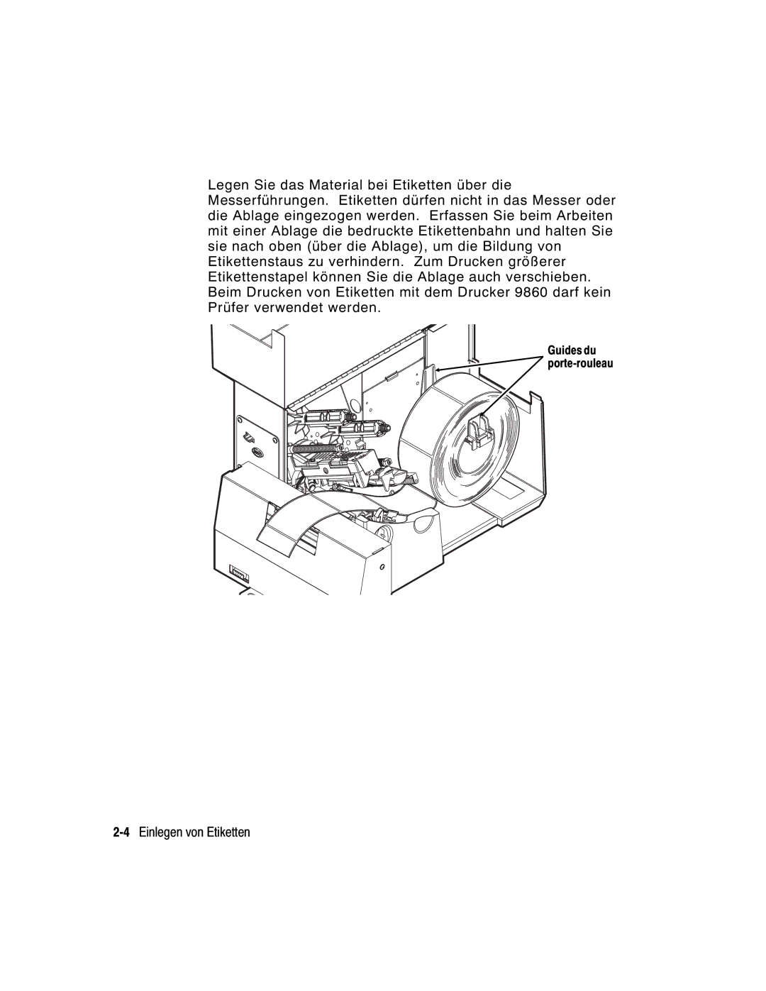 Monarch 9860 manual 4Einlegen von Etiketten 