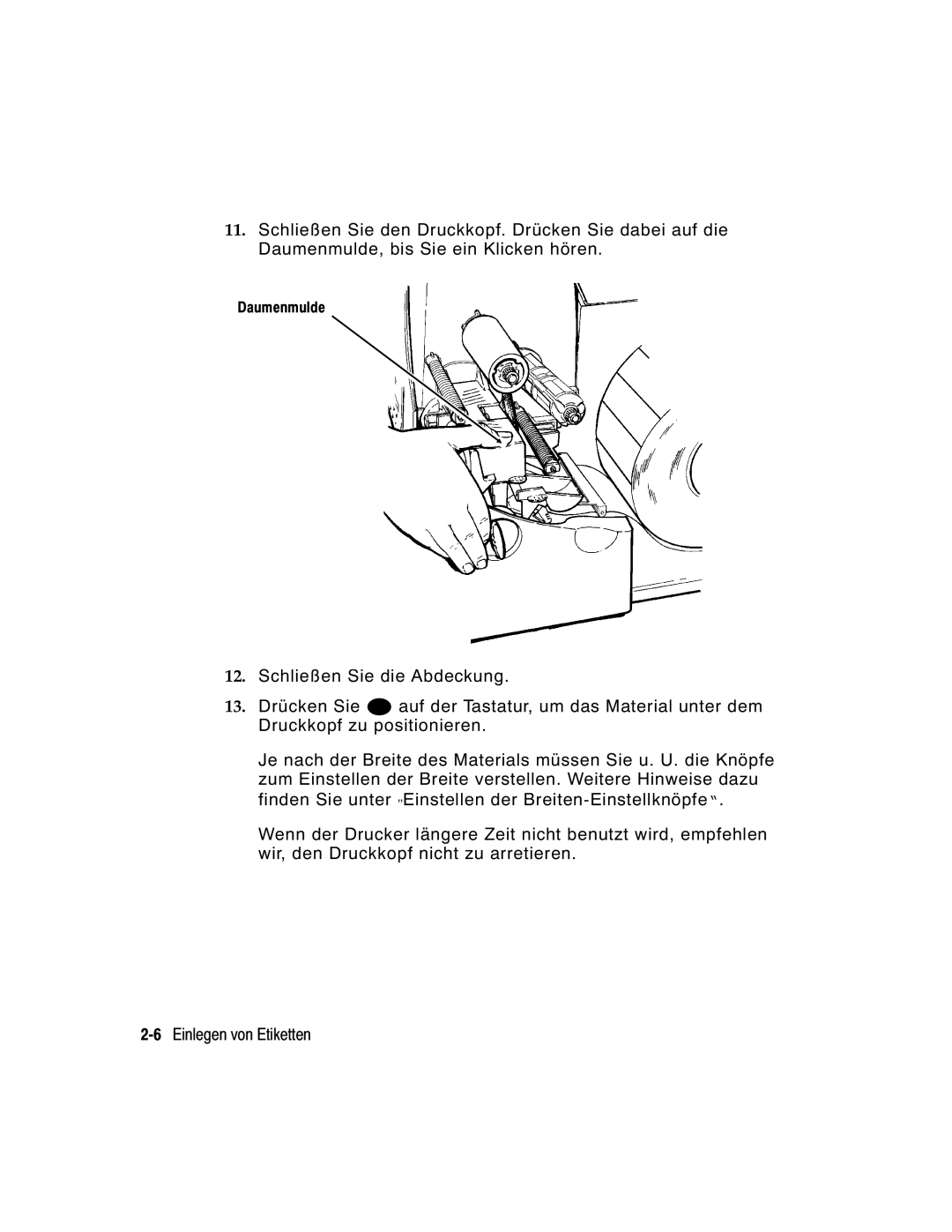 Monarch 9860 manual Daumenmulde 