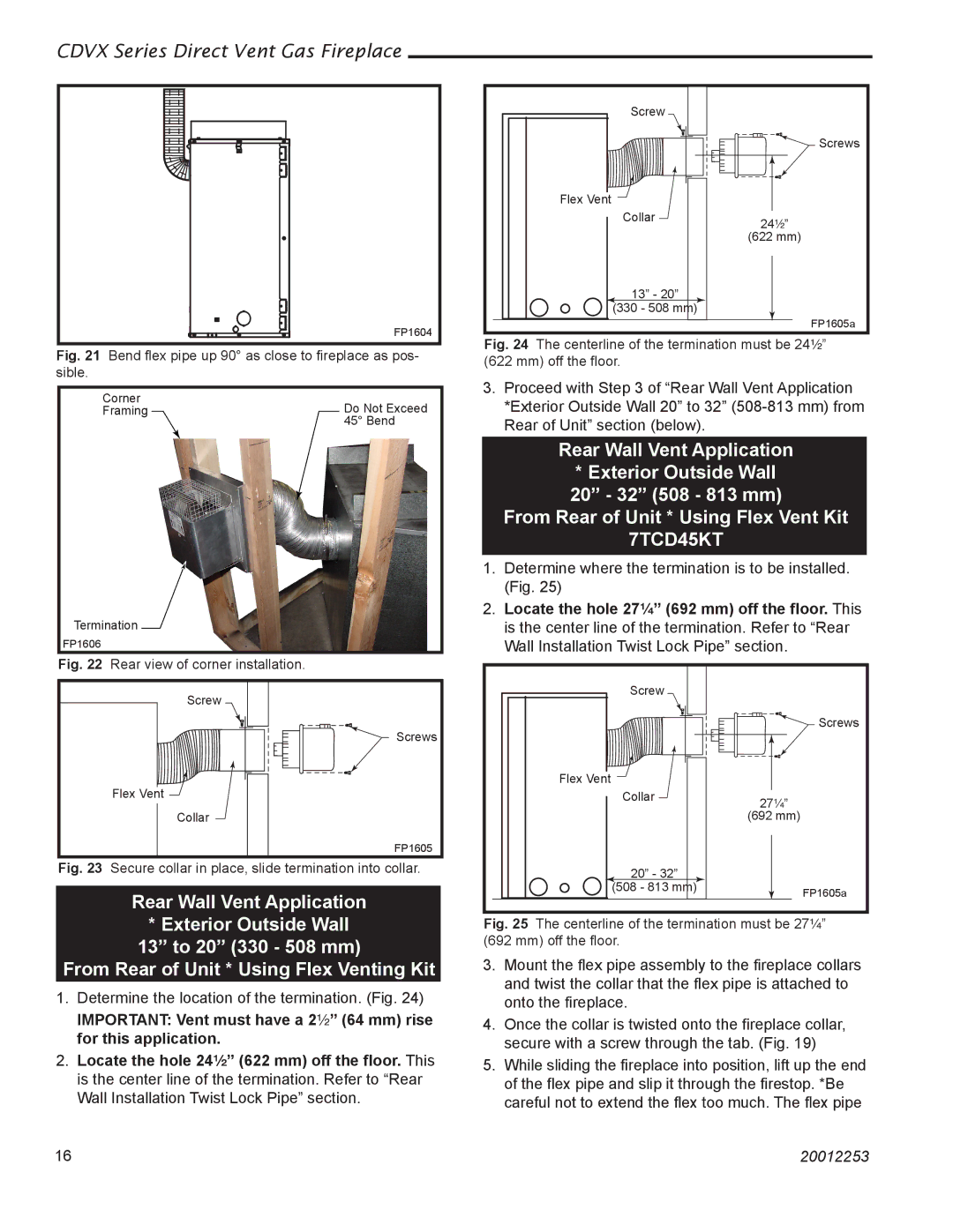 Monessen Hearth 36CDVXTRN installation instructions 7TCD45KT, Rear Wall Vent Application 