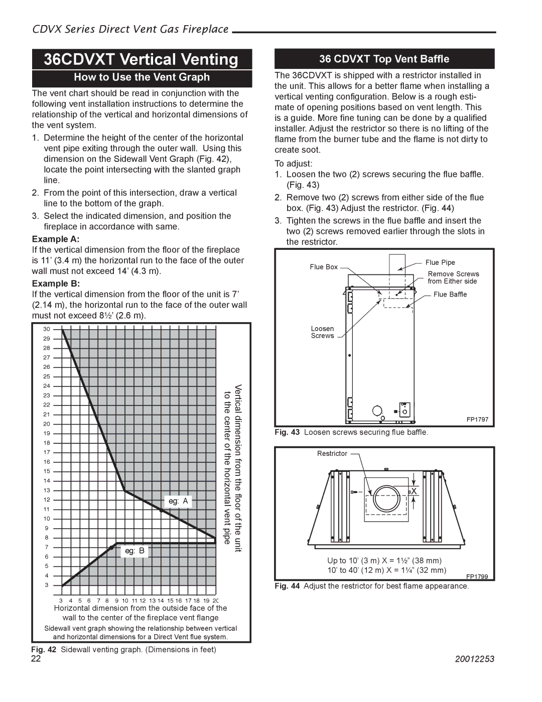 Monessen Hearth 36CDVXTRN installation instructions 36CDVXT Vertical Venting, Cdvxt Top Vent Baffle 