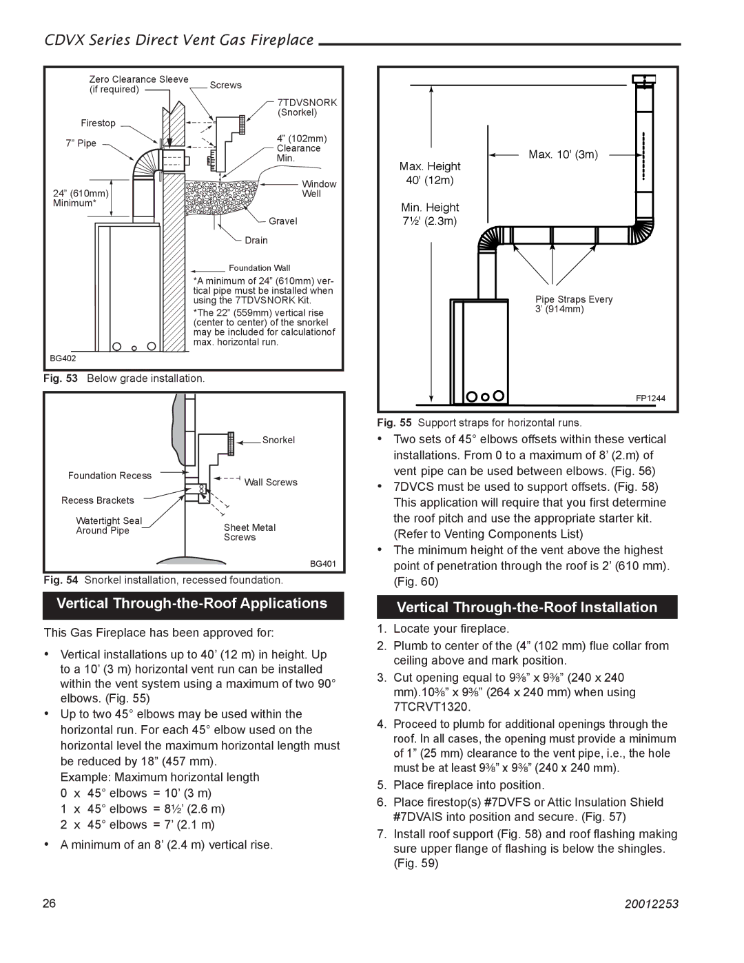 Monessen Hearth 36CDVXTRN installation instructions Max 3m 