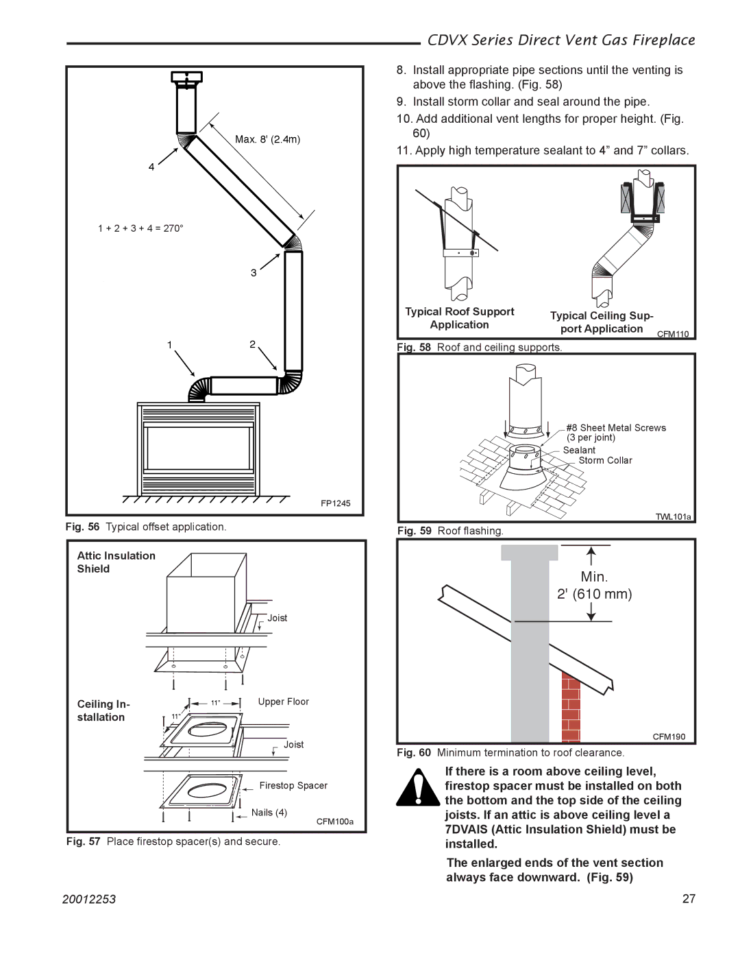 Monessen Hearth 36CDVXTRN installation instructions Min 610 mm 