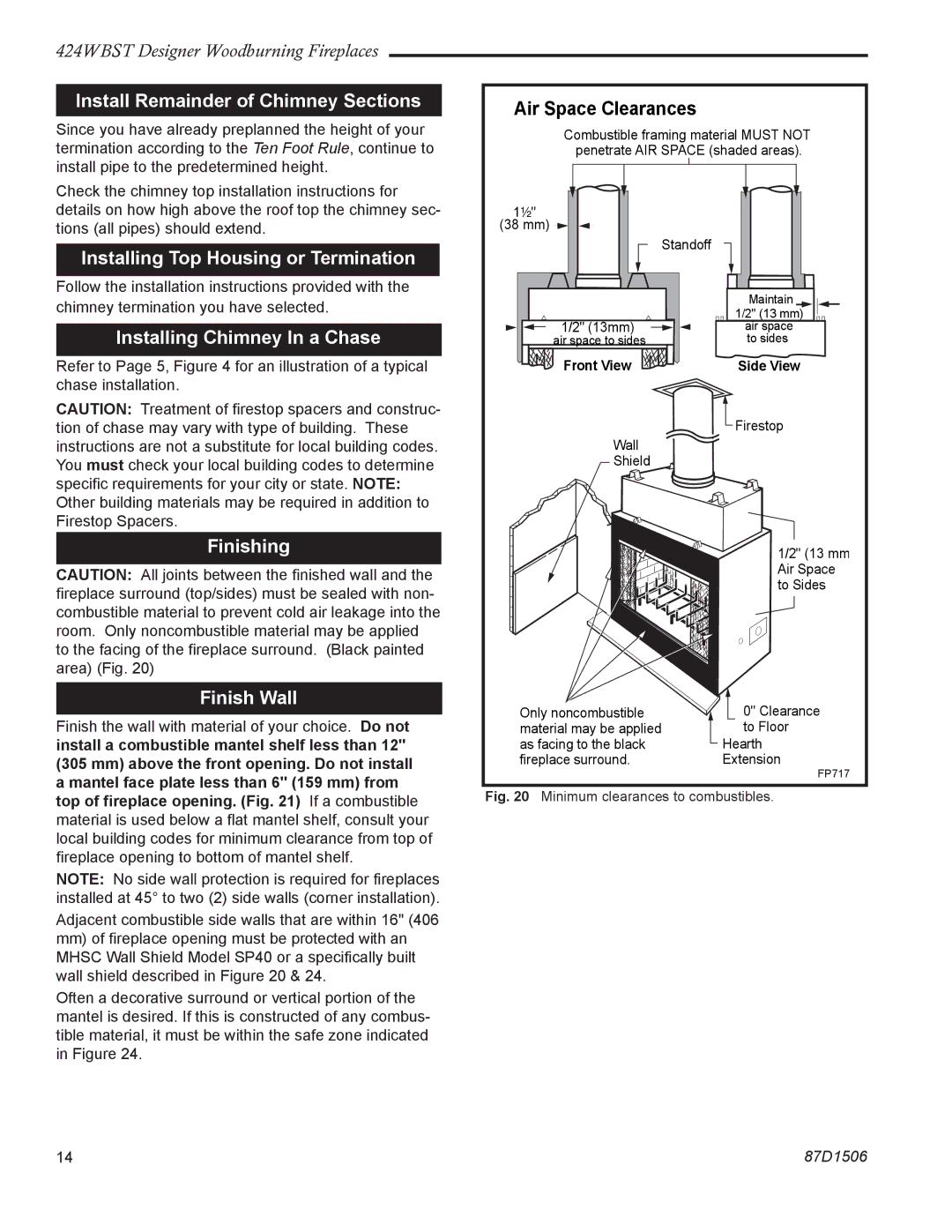 Monessen Hearth 424WBST manual Install Remainder of Chimney Sections, Installing Top Housing or Termination 