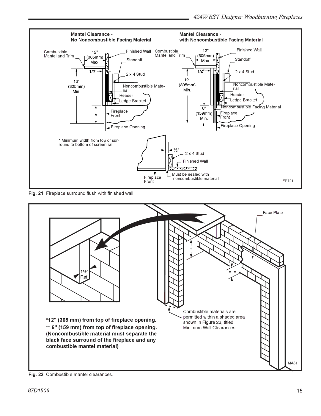 Monessen Hearth manual 424WBST Designer Woodburning Fireplaces 