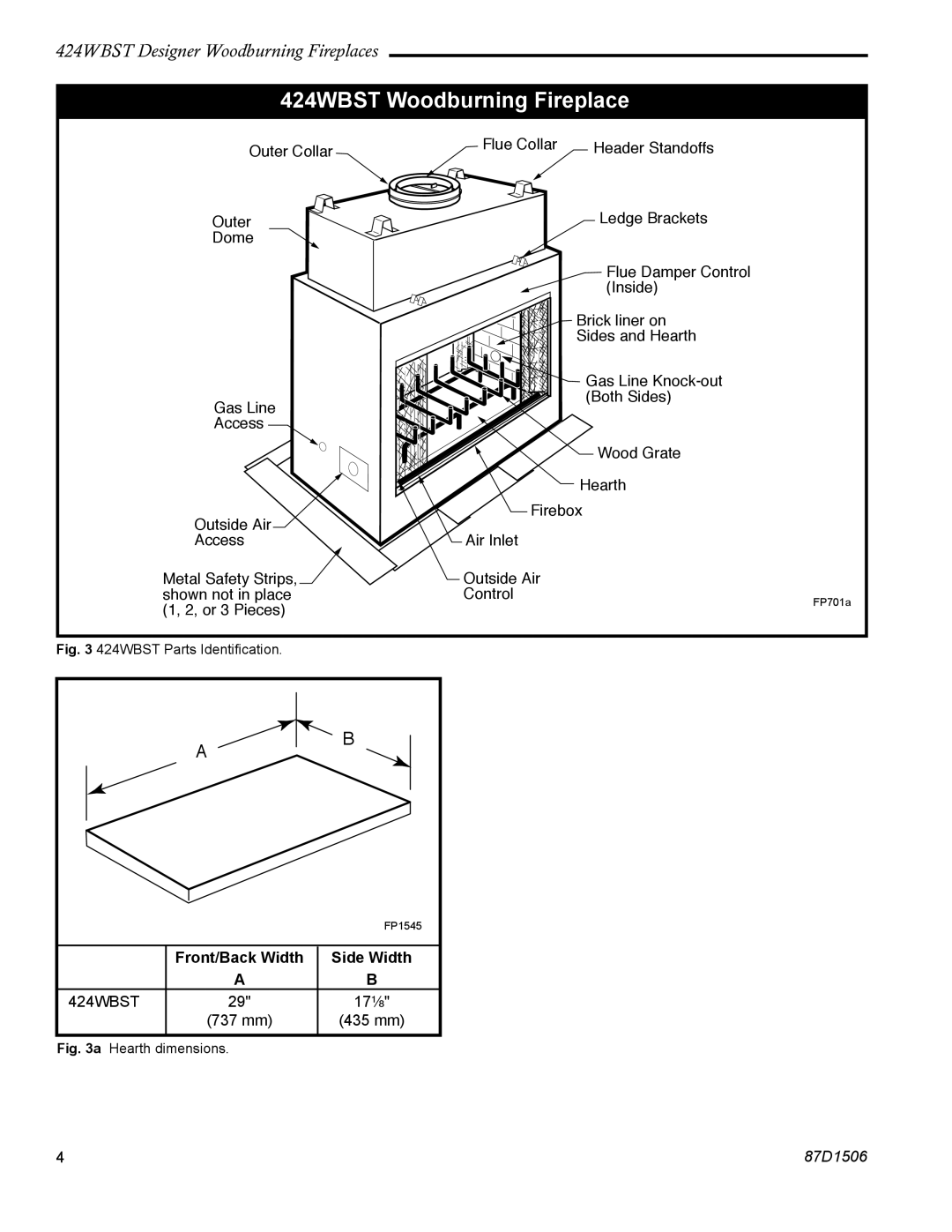 Monessen Hearth manual 424WBST Woodburning Fireplace 