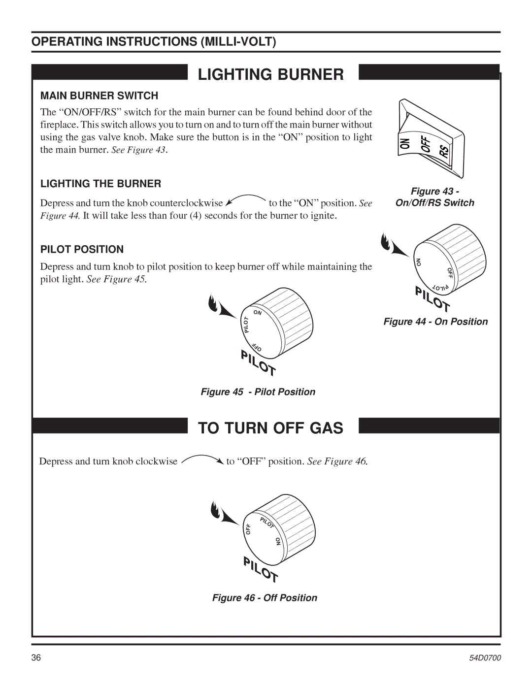 Monessen Hearth BDV600, BDV500, BDV300, BDV400 operating instructions Main Burner Switch, Lighting the Burner, Pilot Position 