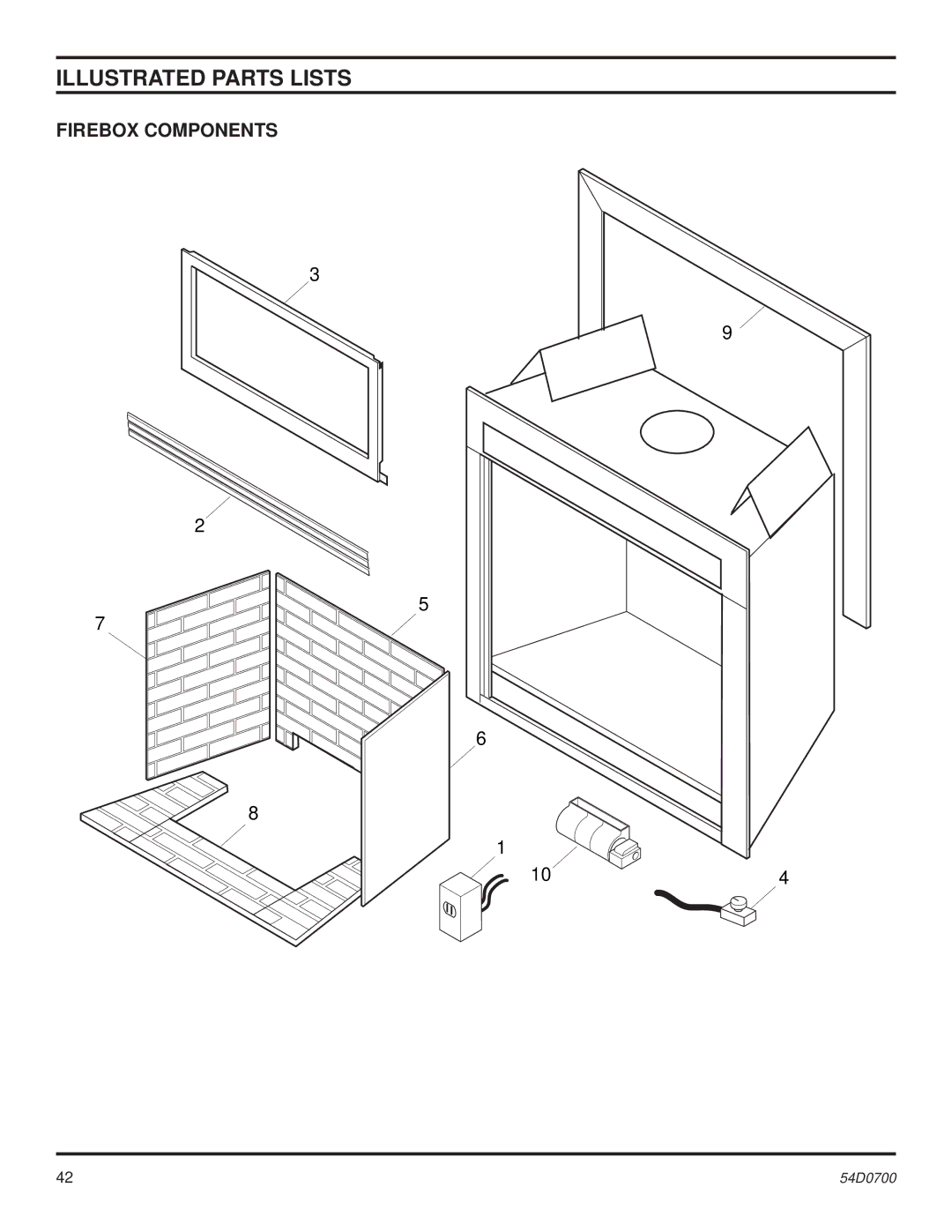 Monessen Hearth BDV300, BDV600, BDV500, BDV400 operating instructions Illustrated Parts Lists, Firebox Components 