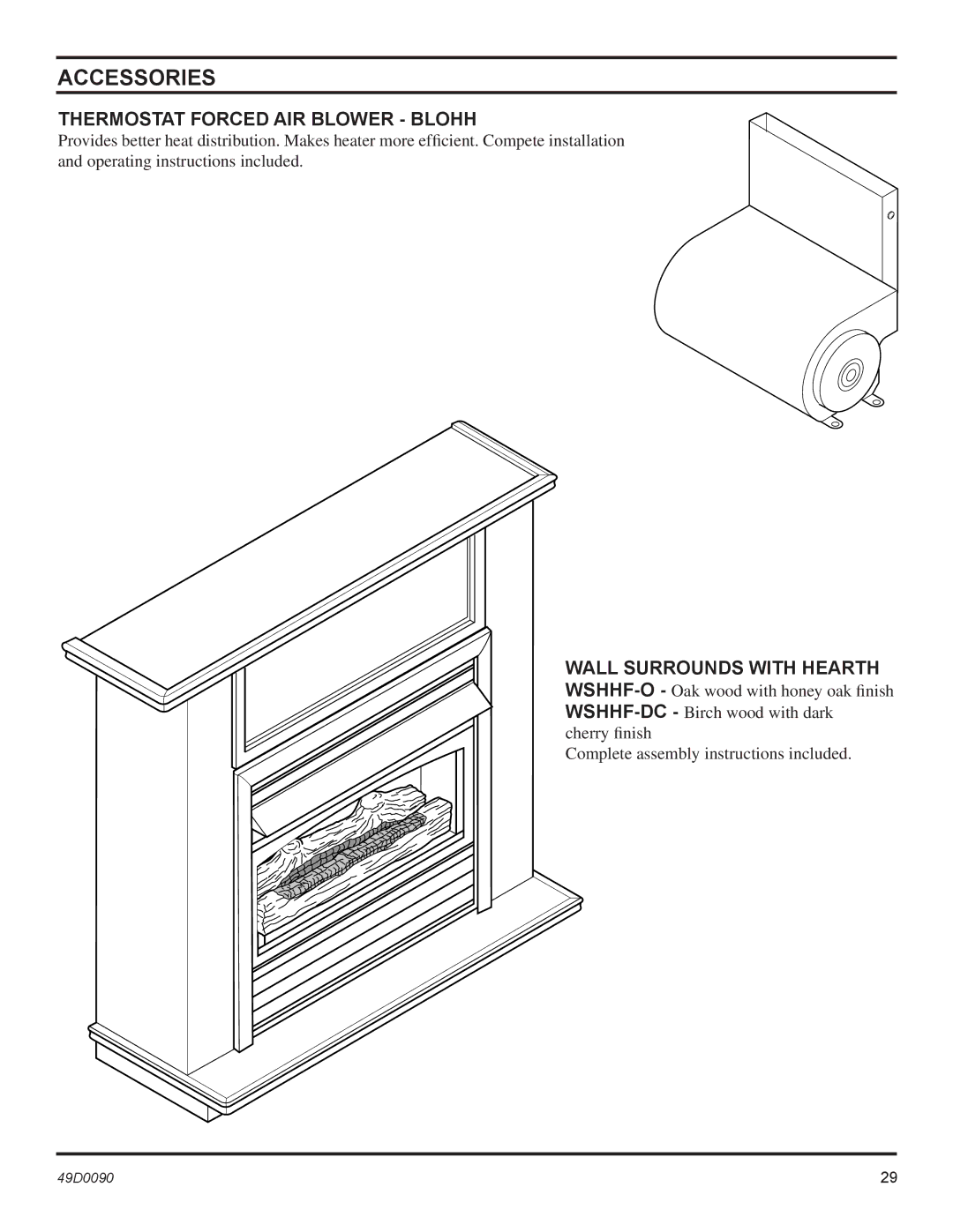 Monessen Hearth BTU/Hr installation manual Thermostat Forced AIR Blower Blohh 