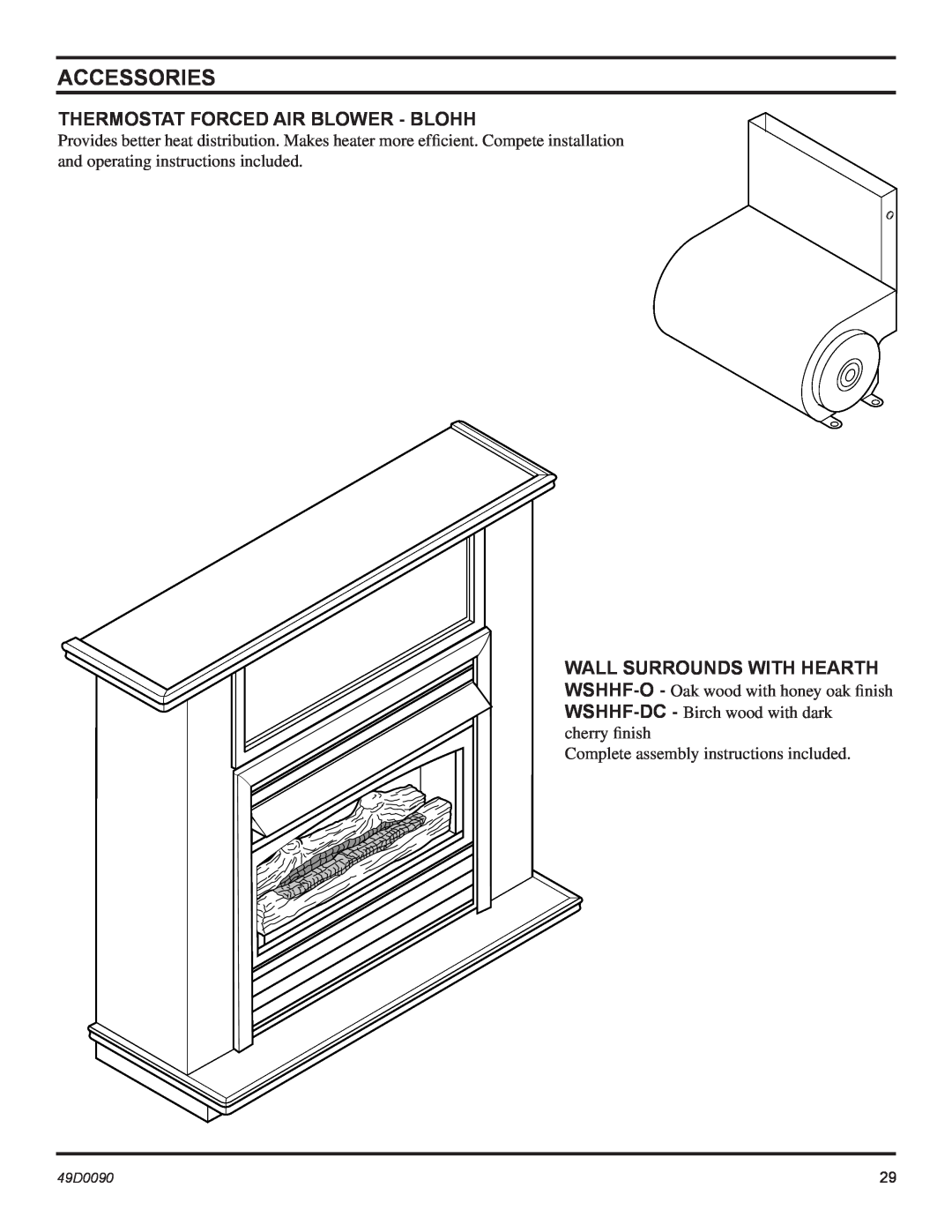 Monessen Hearth BTU/Hr installation manual Thermostat Forced Air Blower - Blohh, Accessories 