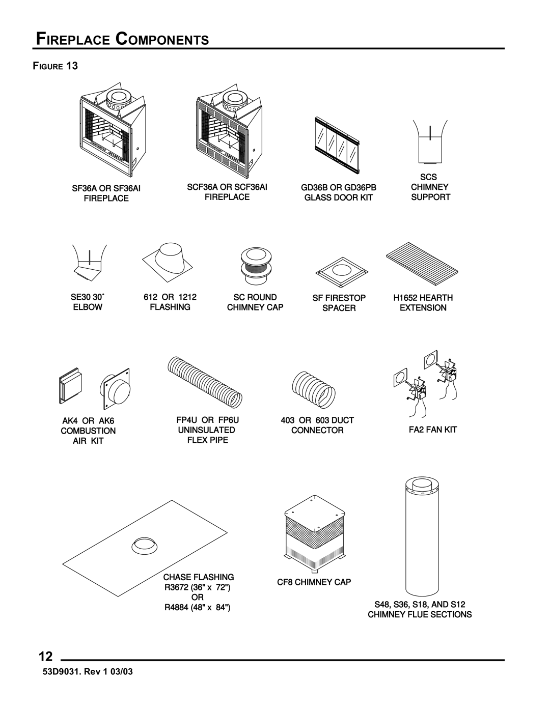 Monessen Hearth BWBC400I, BWB400I manual Fireplace Components 