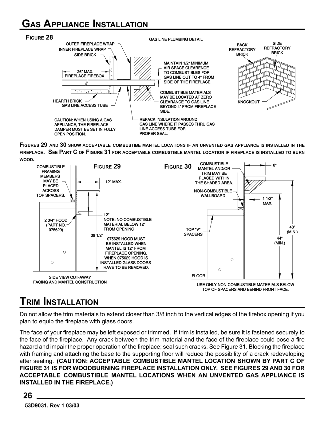 Monessen Hearth BWBC400I, BWB400I manual Trim Installation, From Opening 