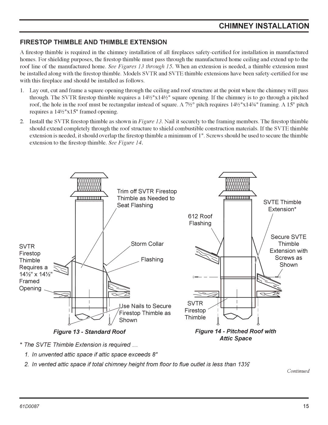 Monessen Hearth BWBC500MHB, BWBC400MHB manual Firestop Thimble and Thimble Extension, Svtr 