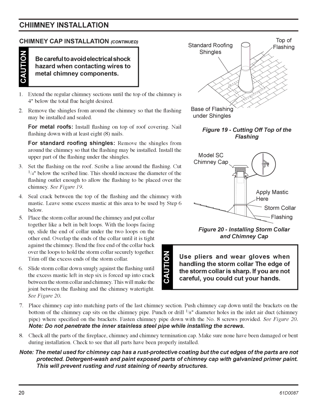 Monessen Hearth BWBC400MHB, BWBC500MHB manual Use pliers and wear gloves when, Handling the storm collar The edge 