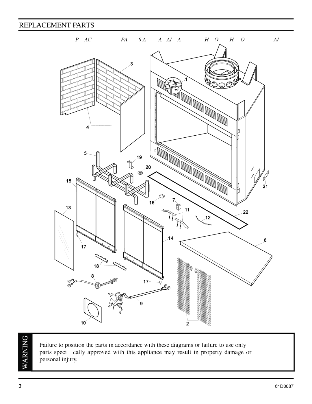 Monessen Hearth BWBC400MHB, BWBC500MHB manual Replacement Parts 