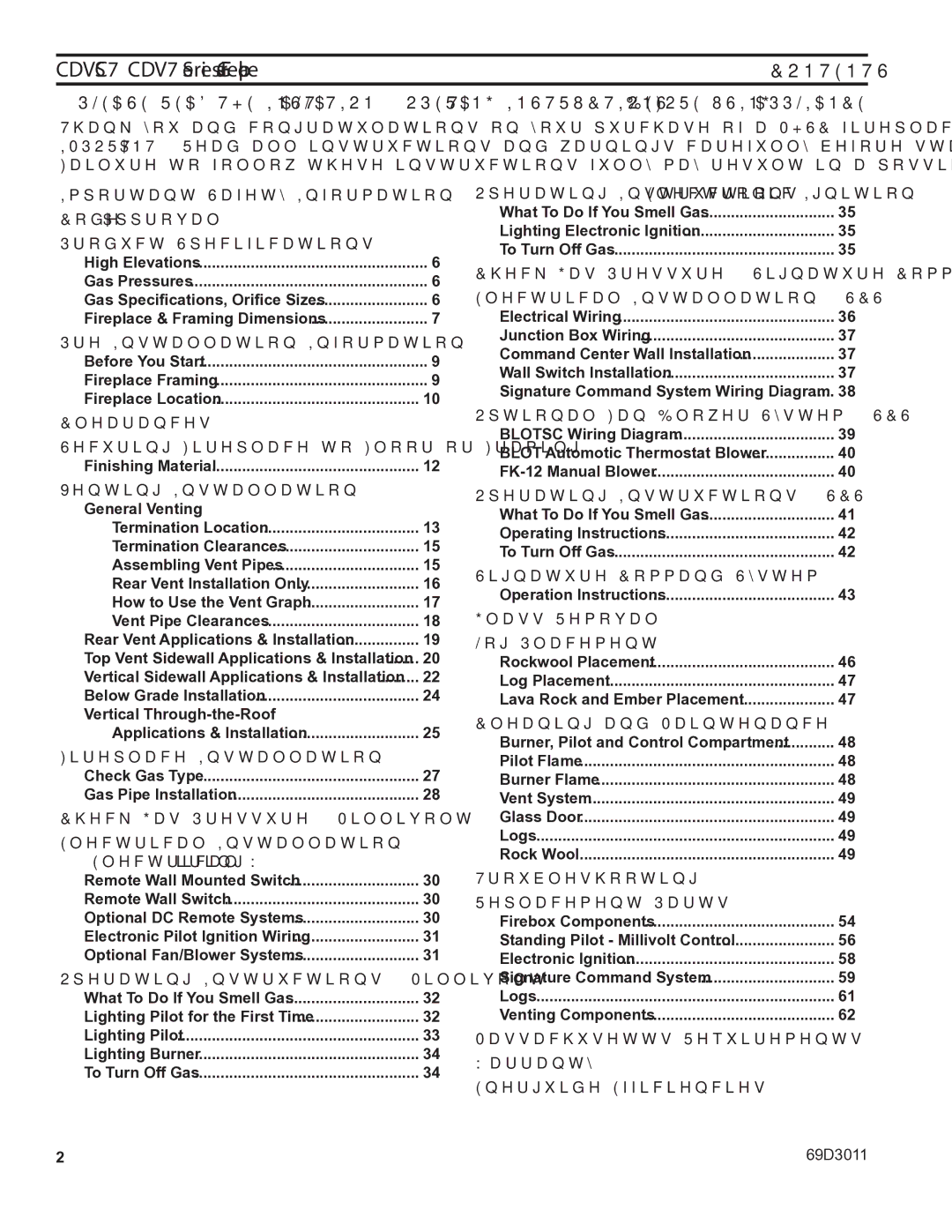 Monessen Hearth CDV7 manual Pre-Installation Information, Electrical Wiring, Operating Instructions Electronic Ignition 