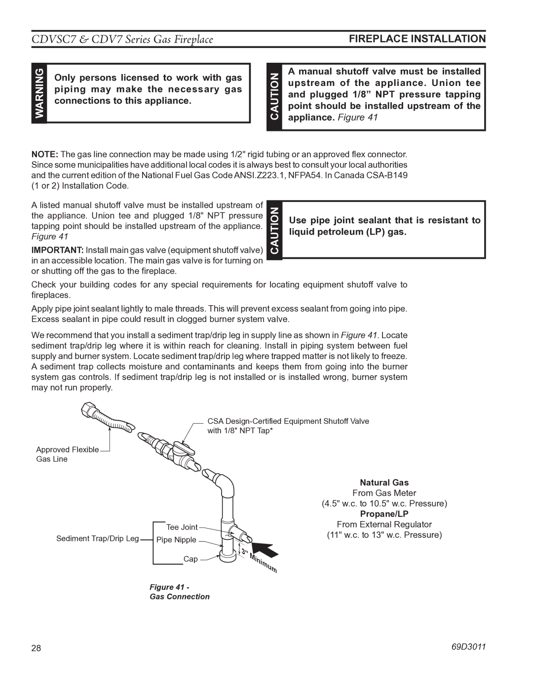 Monessen Hearth CDV7 manual Natural Gas 