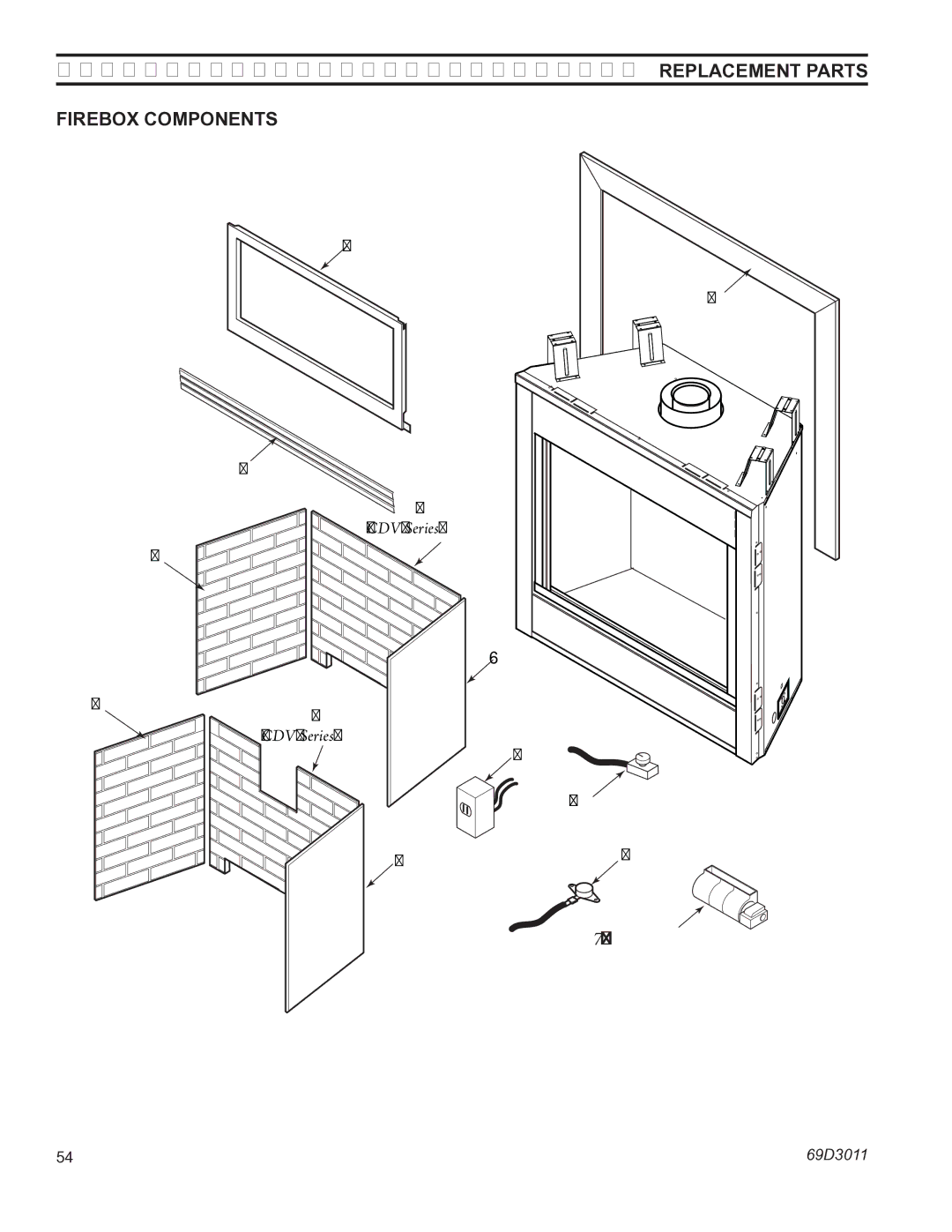 Monessen Hearth CDV7 manual Replacement parts, Firebox components 