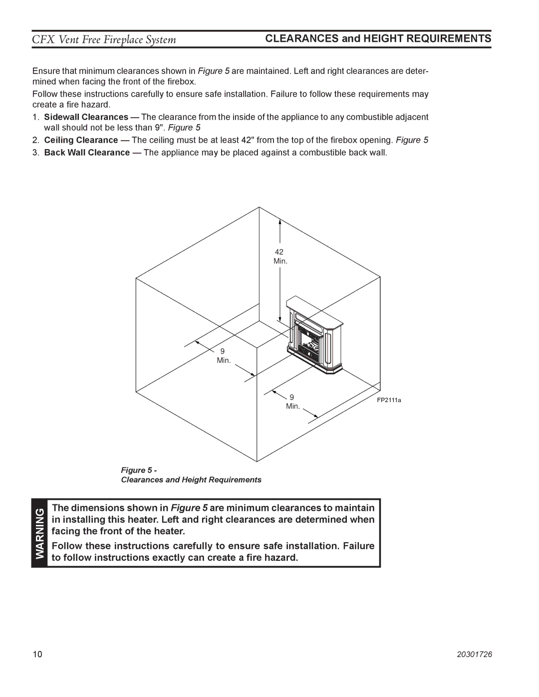 Monessen Hearth CFX24, CFX32 manual Clearances and Height Requirements 