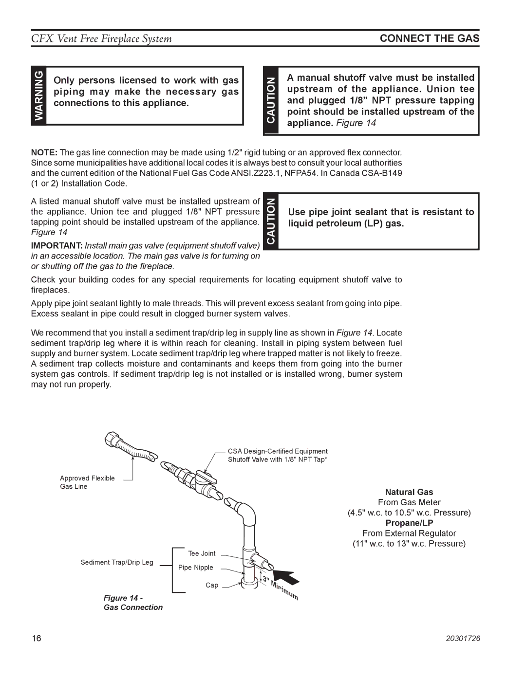 Monessen Hearth CFX24, CFX32 manual Connect the GAS 