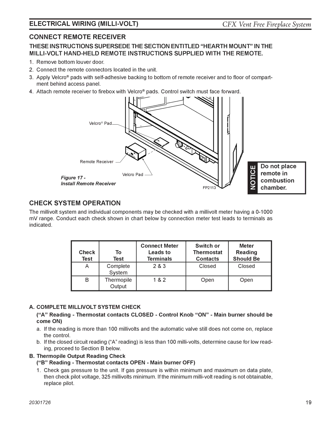 Monessen Hearth CFX32, CFX24 manual Connect Remote Receiver, Check System Operation 