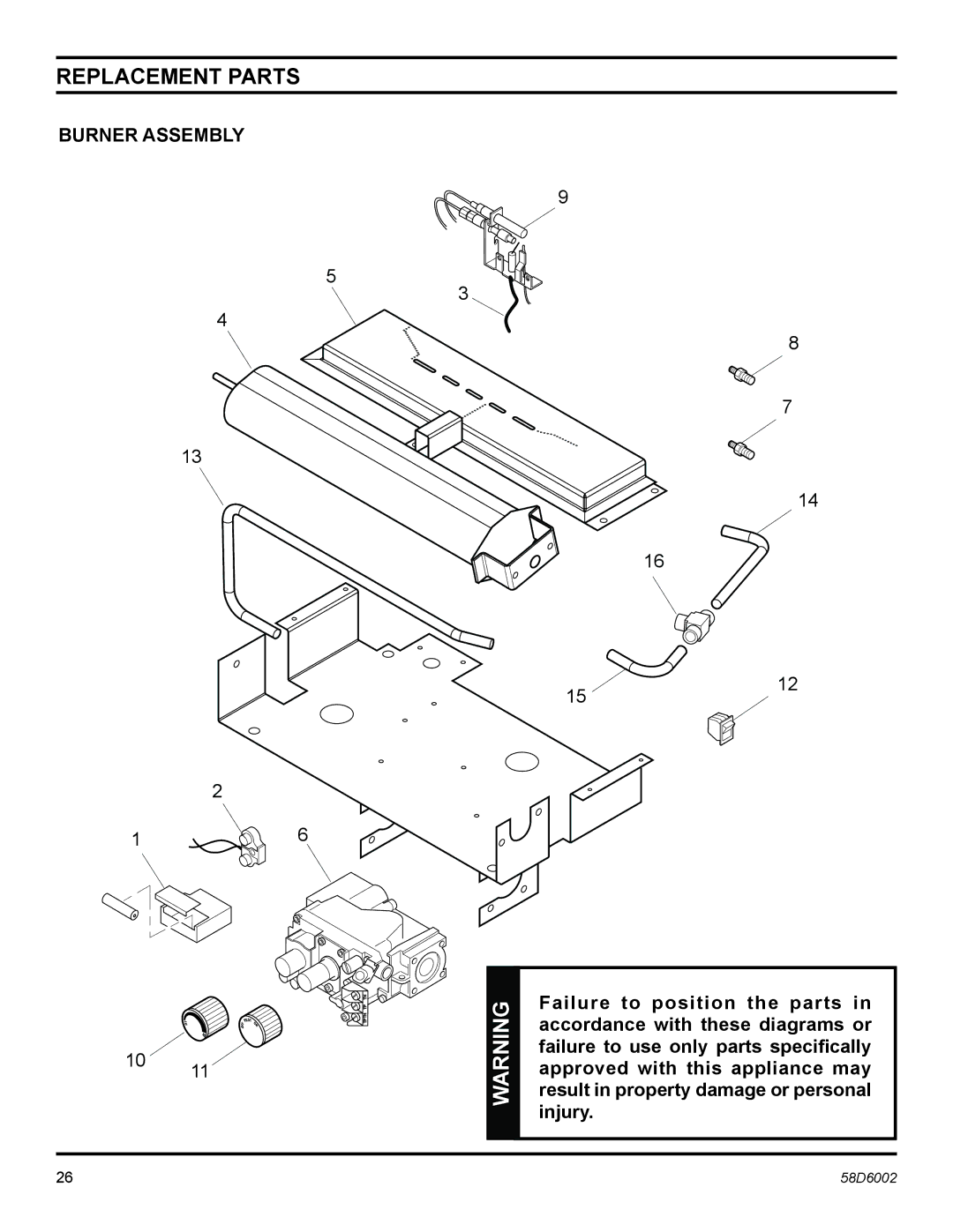 Monessen Hearth CSVF30SNV, CSVF30SPV, CSVF20SNV, CSVF20SPV manual Replacement Parts, Burner Assembly 