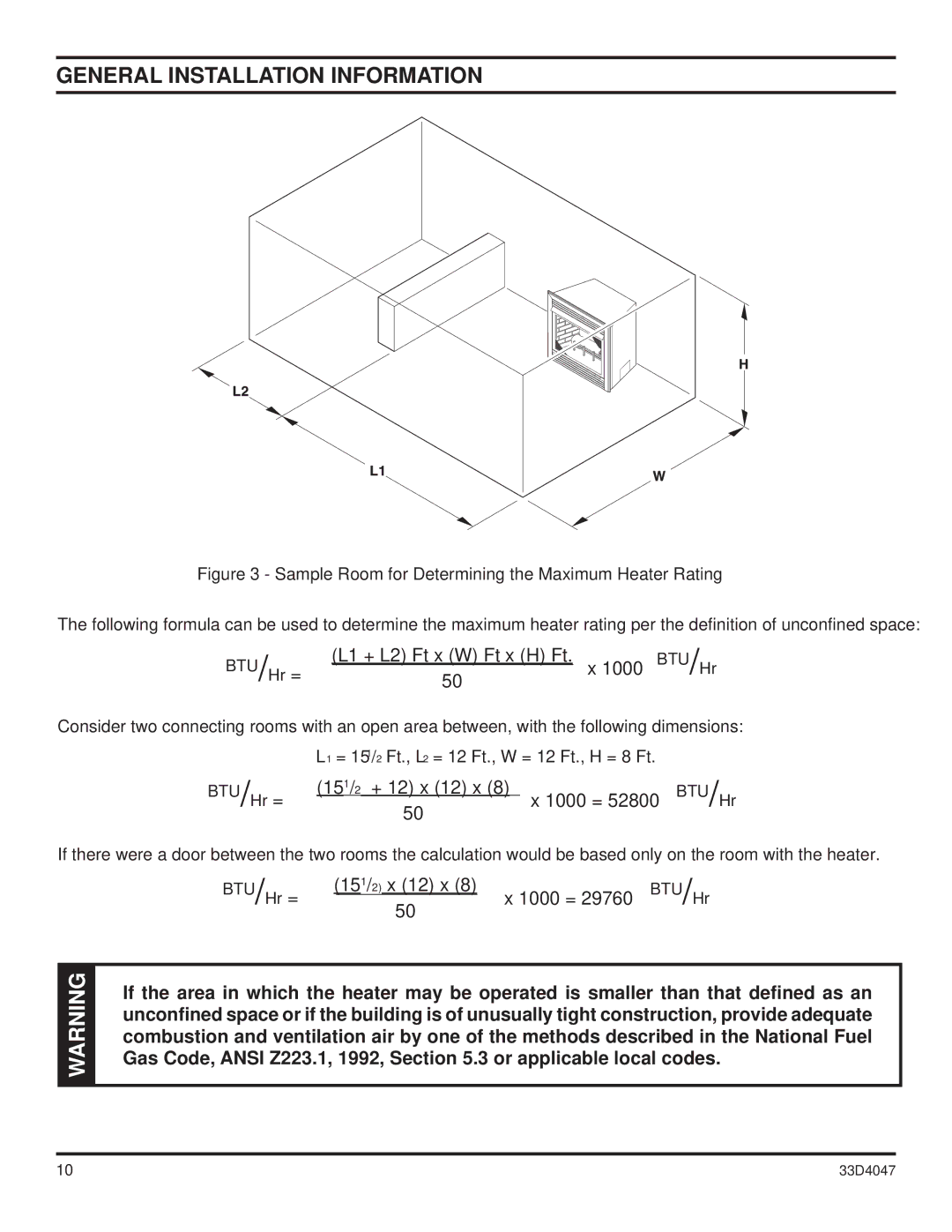 Monessen Hearth DBX24C* manual 15 1/ 2 x 12 x 