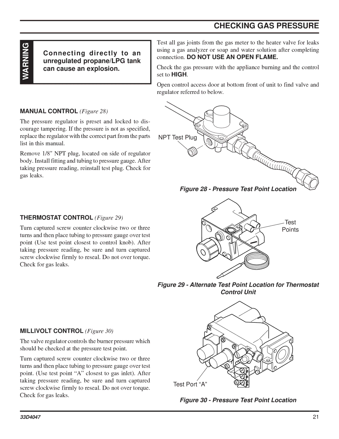 Monessen Hearth DBX24C* manual Checking GAS Pressure, Manual Control Figure 