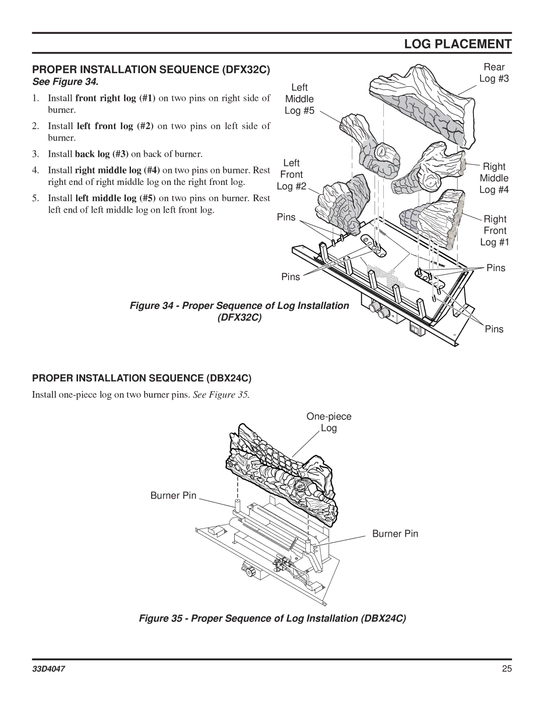 Monessen Hearth DBX24C* manual Proper Installation Sequence DFX32C, Proper Installation Sequence DBX24C 