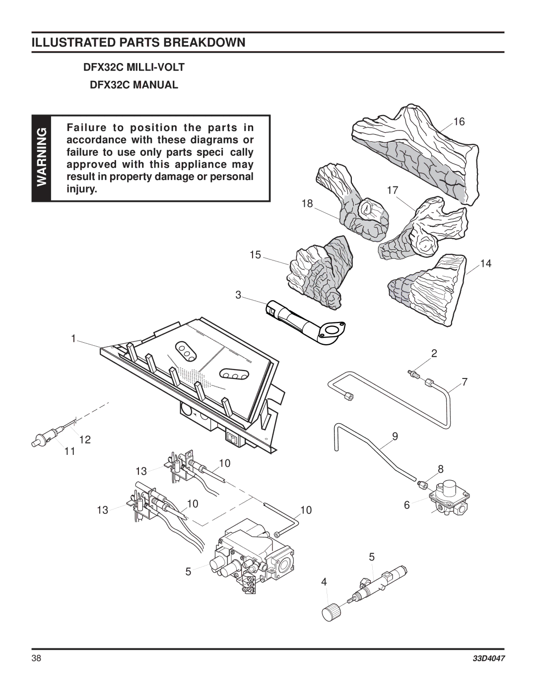 Monessen Hearth DBX24C* manual DFX32C MILLI-VOLT DFX32C Manual 