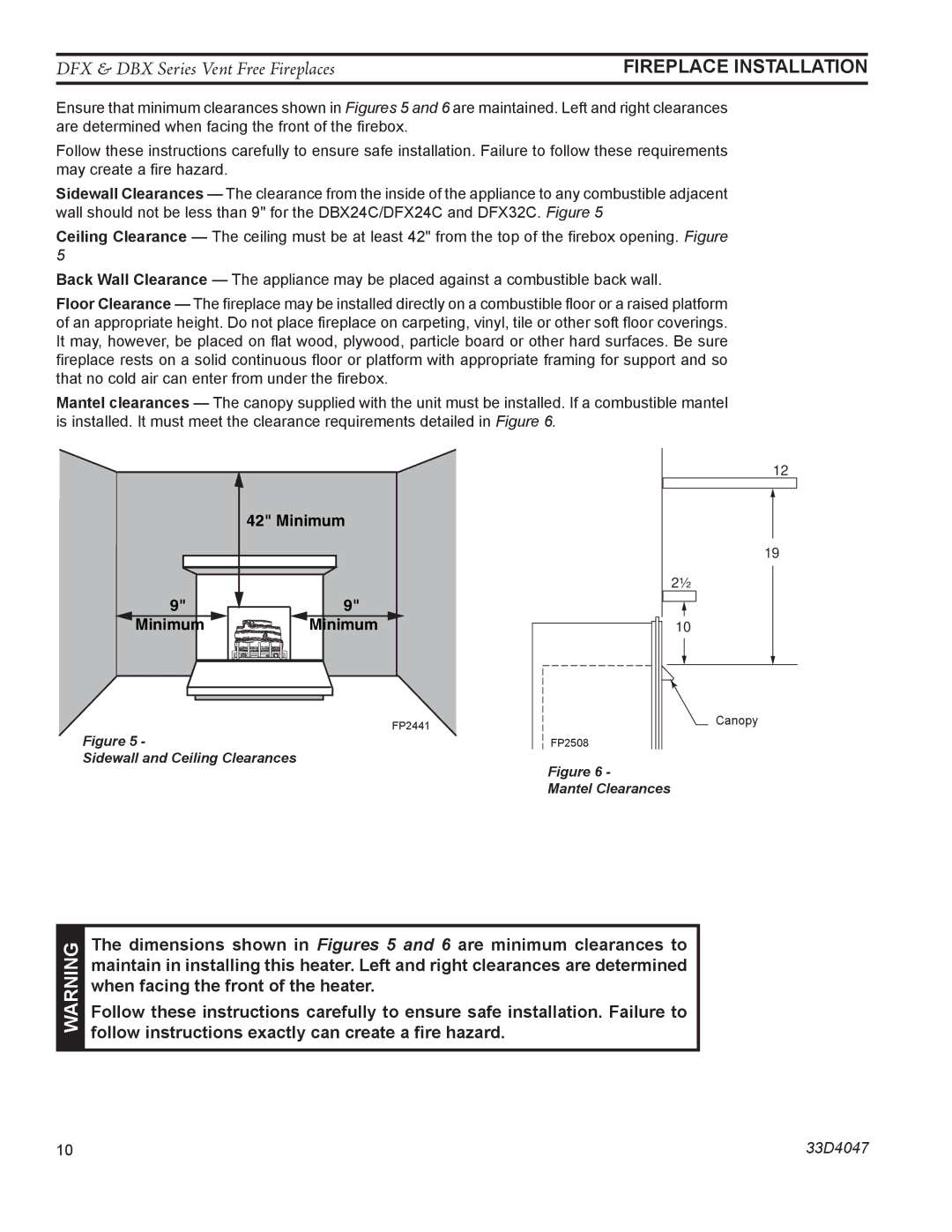 Monessen Hearth DBX24C manual Fireplace Installation 