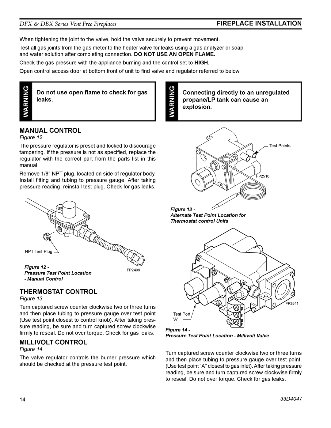 Monessen Hearth DBX24C manual Manual Control, Thermostat Control, Millivolt Control 