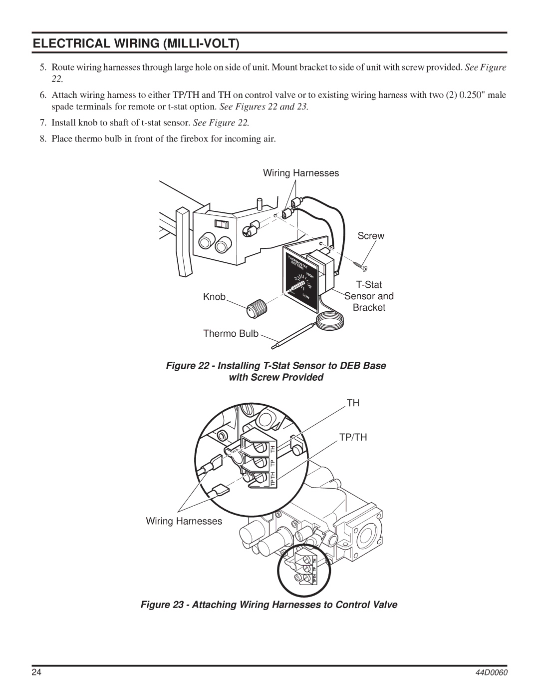 Monessen Hearth DEB20, DEB30 manual Installing T-Stat Sensor to DEB Base With Screw Provided 