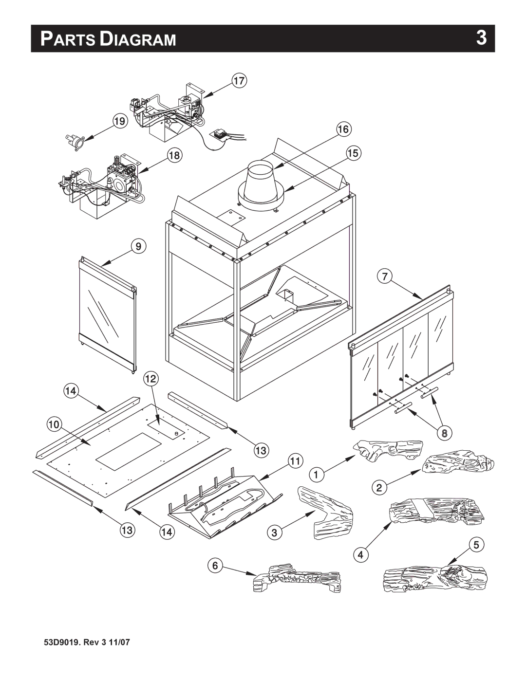 Monessen Hearth DESIGNER SERIES manual Parts Diagram 